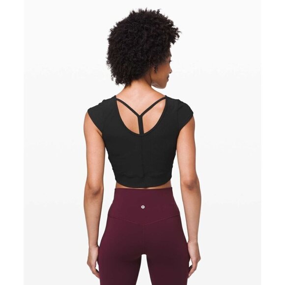 Lululemon Ready to Rise Short Sleeve Black Crop Top Size 2 - Picture 2 of 8